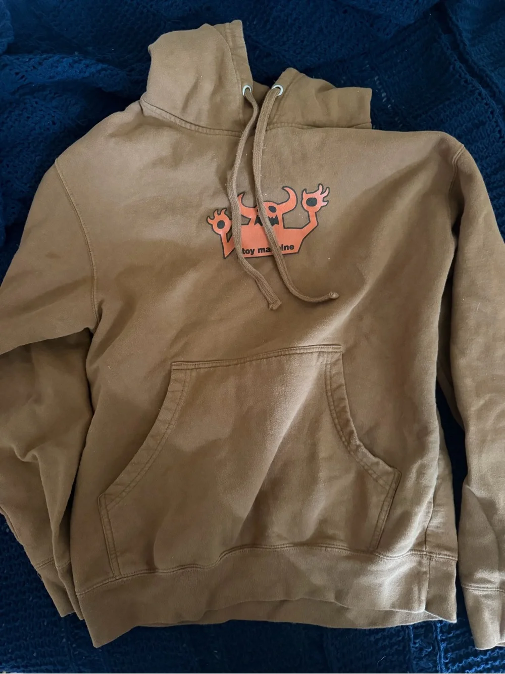 Machine Tan Brown Crewneck Hoodie with Orange Logo